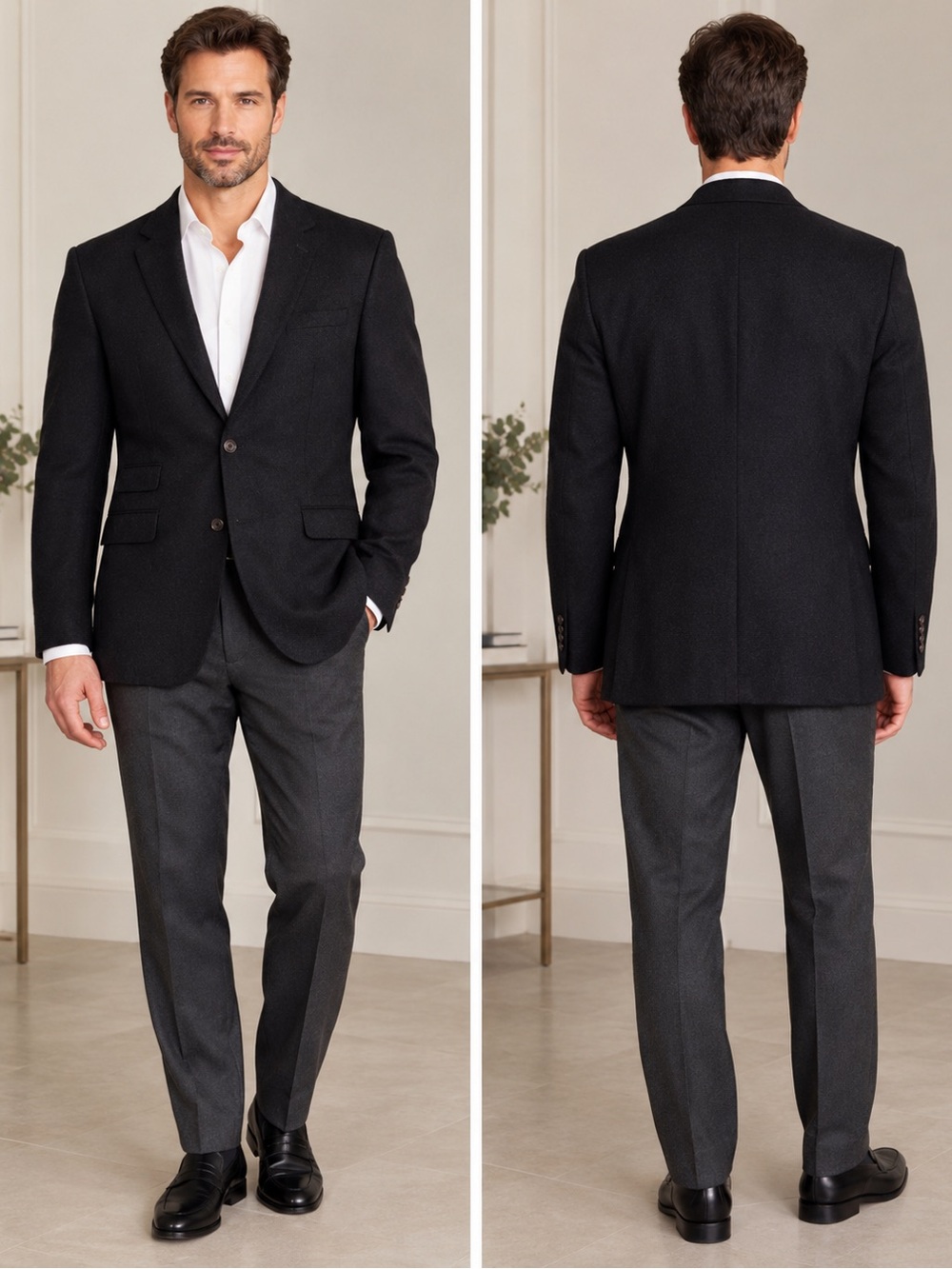 Ralph Lauren Black Notch Lapel Wool Sport Coat